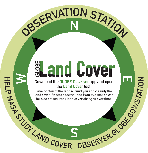 Land Cover Observation Station: Download the GLOBE Observer app and open the Land Cover tool. Take photos of the land around you and classify the land cover. Repeat observations from this station can help scientists track land cover changes over time.