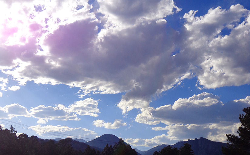 A cloud-filled sky.