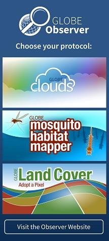 App interface for GLOBE Observer.