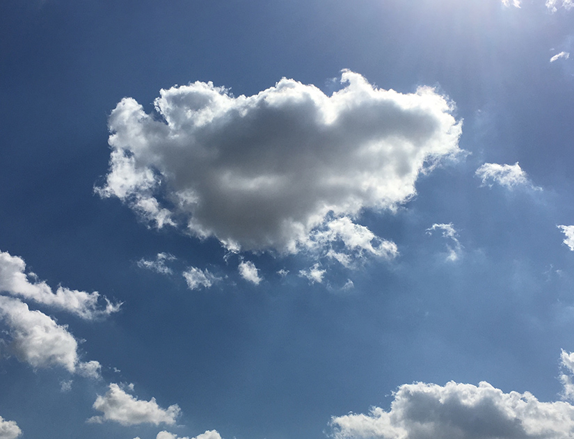 A blue sky with clouds.