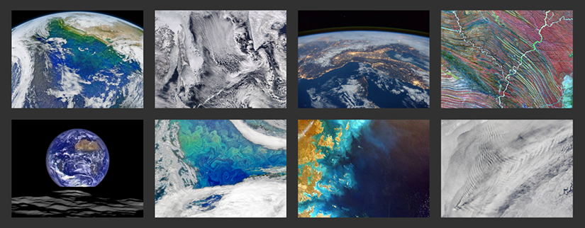 Various views of the Earth from space.