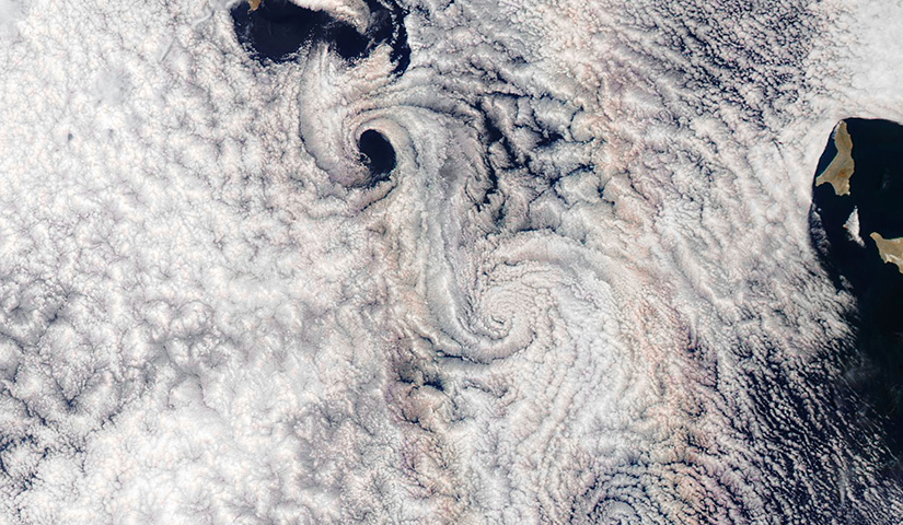 A view of clouds from space.