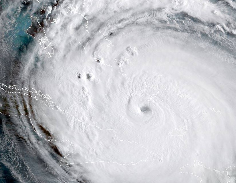 A hurricane as seen from space.