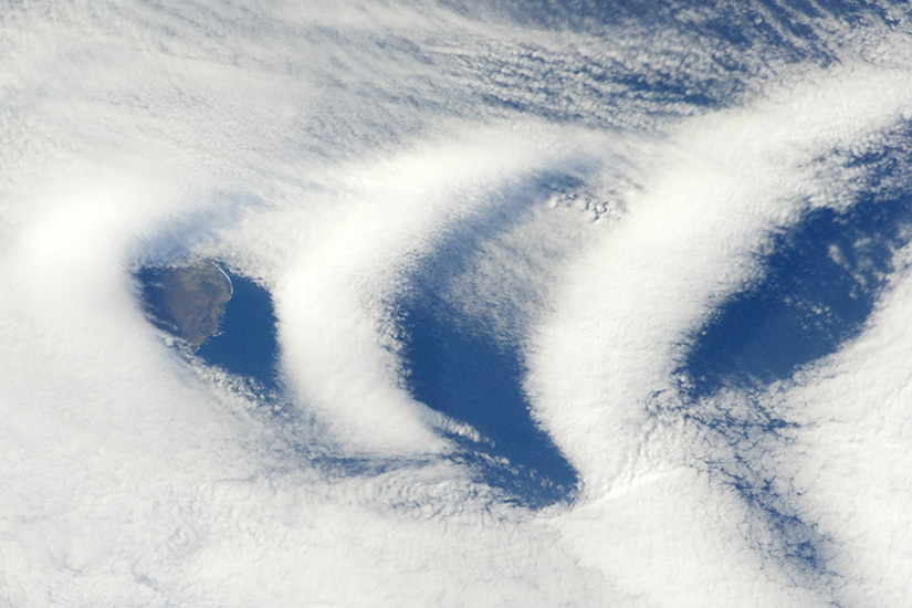 A view of clouds on Earth as seen from space.