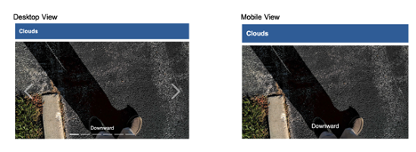 Two photos showing the downward view in GLOBE Clouds tool, one from desktop, one from mobile.