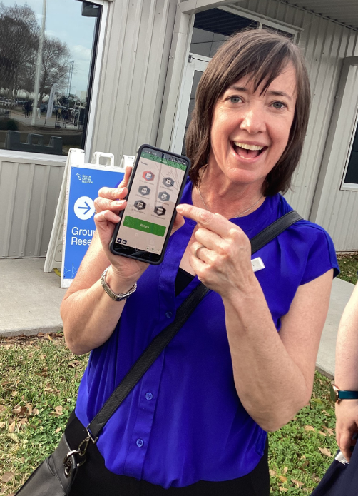 NASA Astronaut Megan McArthur shows off her achievements and badges earned while using the GLOBE Observer app.