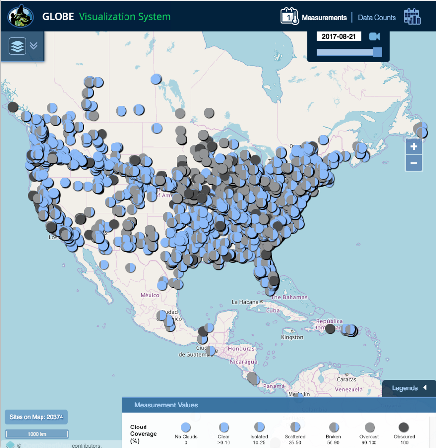 Map of the clouds observations taken on August 21st, 2017
