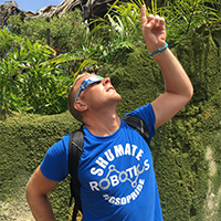 Jeff pointing to the sky during the 2017 eclipse