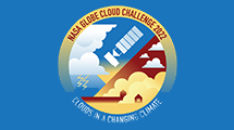 A badge with weather and satellite artwork (clouds, rail, lightning).