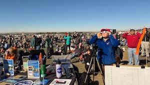 A crowd gathered in Albuquerque, New Mexico to observe the annular eclipse in October 2023