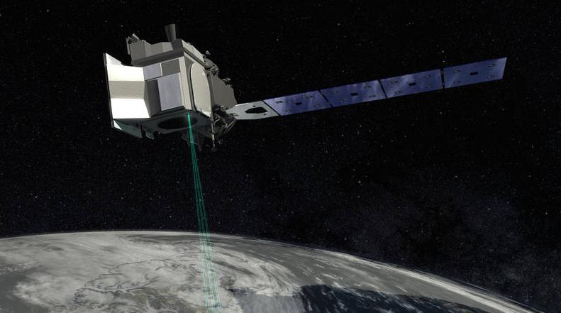 ICESat-2 measures Earth's surface heights using a laser altimeter.