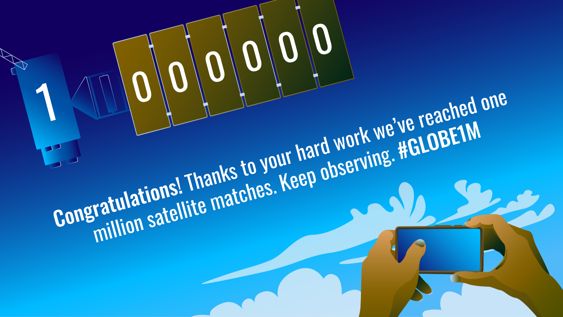 Congratulations! Thanks to your hard work we've reached one million satellite matches. Keep observing!