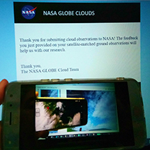 Carmen's observations, corresponding MODIS image and a thank you from GLOBE Observer