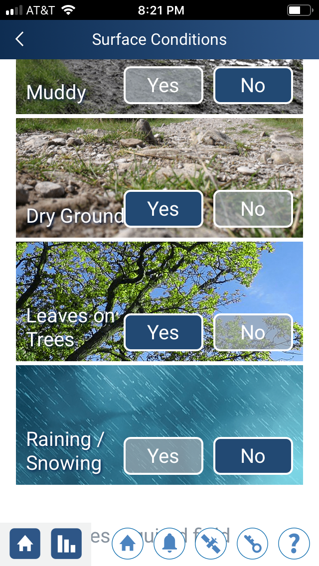 Surface conditions in the GLOBE Observer app