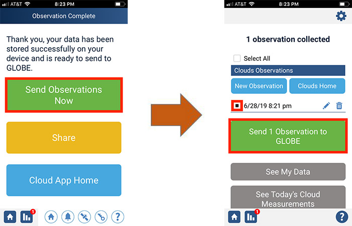 submit data through the GLOBE Observer app