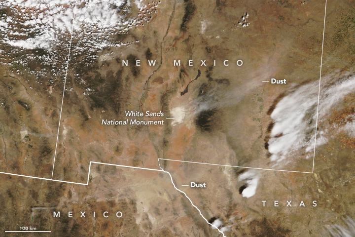 Dust storm in the southwestern United States seen from satellite