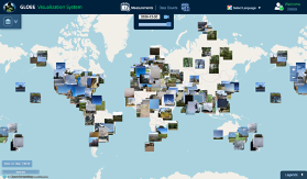 Photos on a map using the GLOBE Visualization System