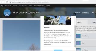 Page of CLOUD GAZE on Zooniverse