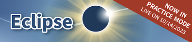 Button for the Eclipse tool in the app with the text "Now in practice mode, live on 10/14/2023"