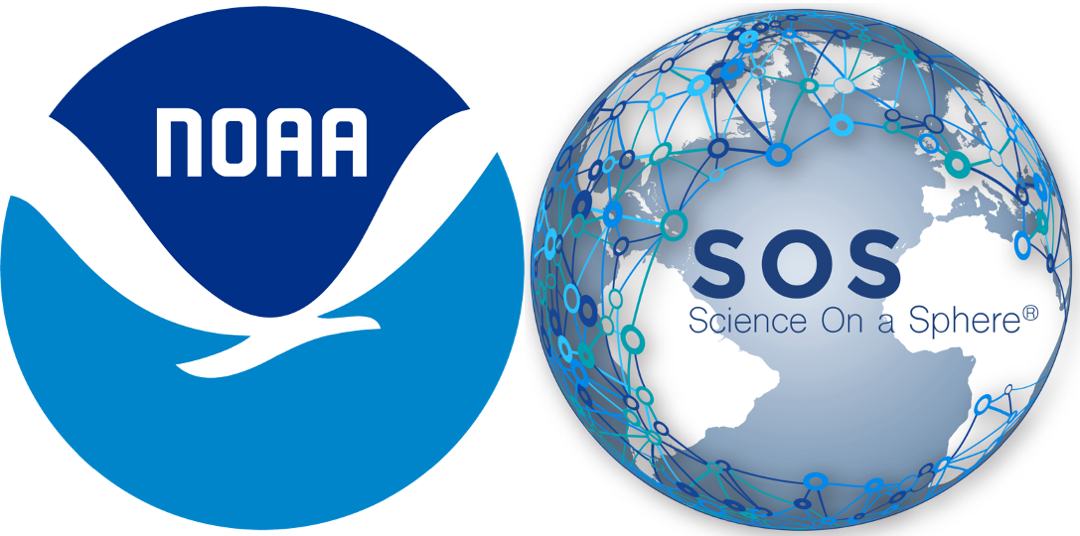 Logos for the National Oceanic and Atmospheric Administration (NOAA) and Science on a Sphere
